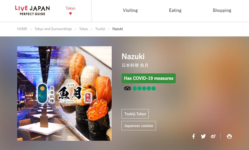 日本料理店「魚月 なづき」のLIVE JAPAN活用事例