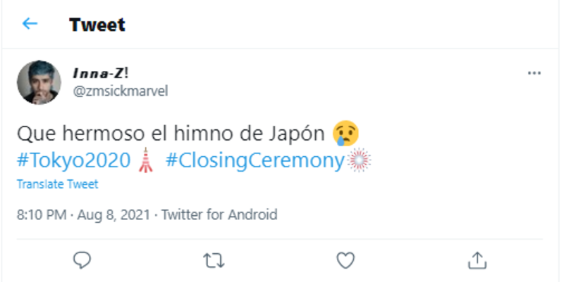 ▲宝塚歌劇団による国歌斉唱への海外からの反応:Twitterより編集部スクリーンショット 宝塚歌劇団による国歌斉唱への海外からの反応
