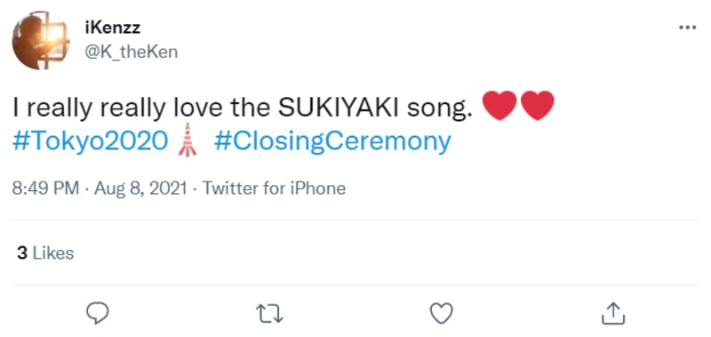 ▲東京五輪閉会式に関する投稿：Twitterより編集部スクリーンショット