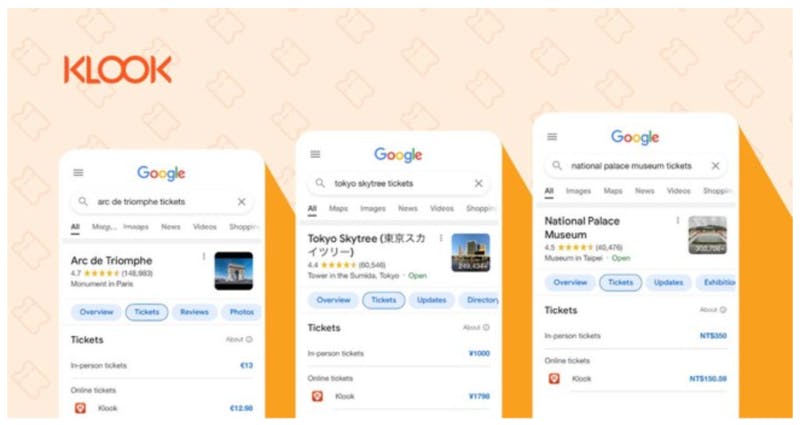 Googleの予約検索表示機能：Klook Travel Technology Limitedプレスリリース