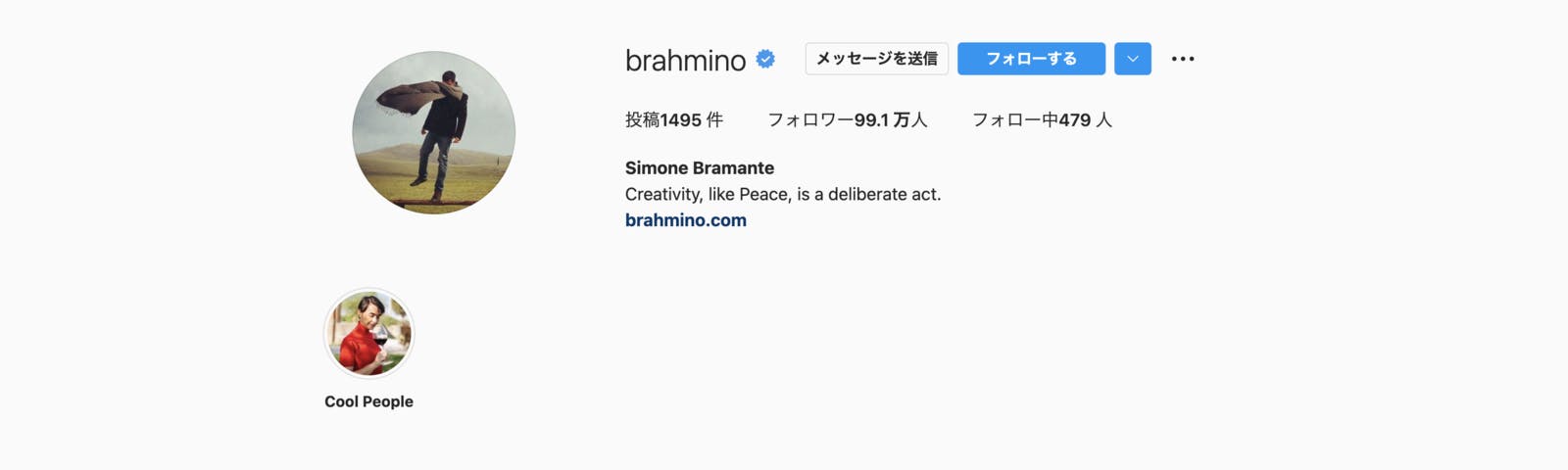 Simone BramanteのInstagramトップページ