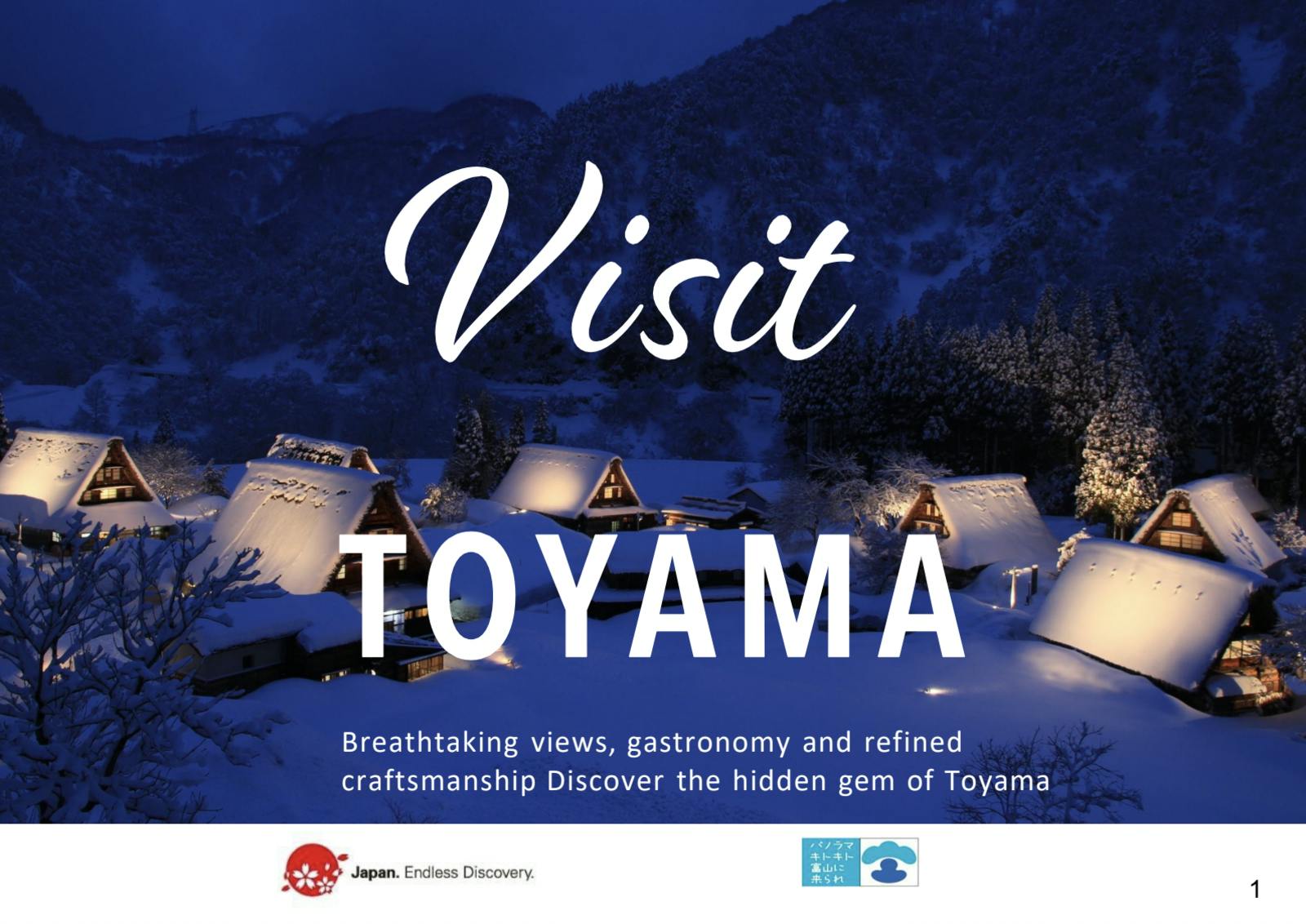 ▲富山県の海外向け観光プロモーション資料。県が世界に誇る観光資産を発表した。