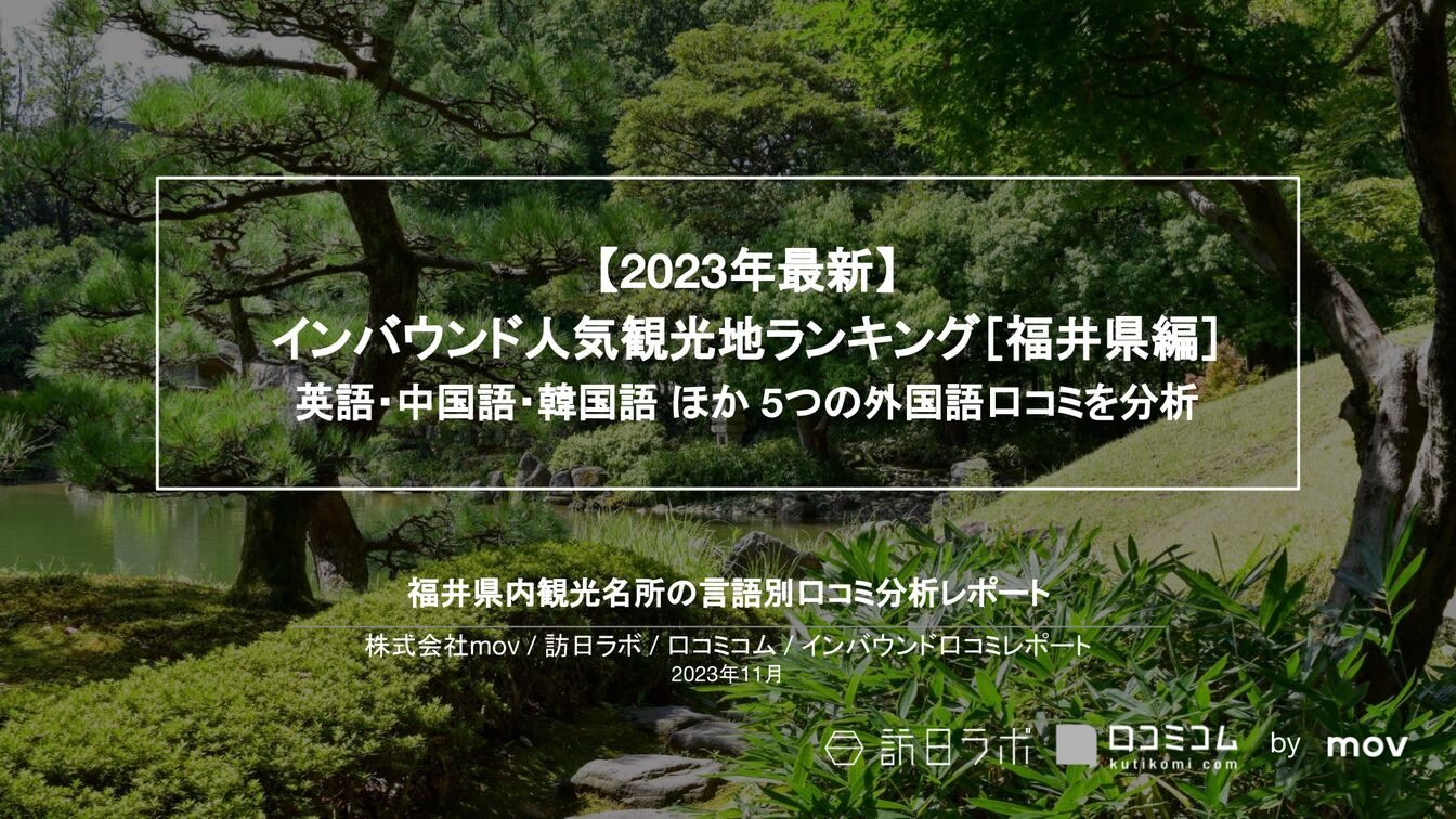 インバウンド人気観光地ランキング［福井編］