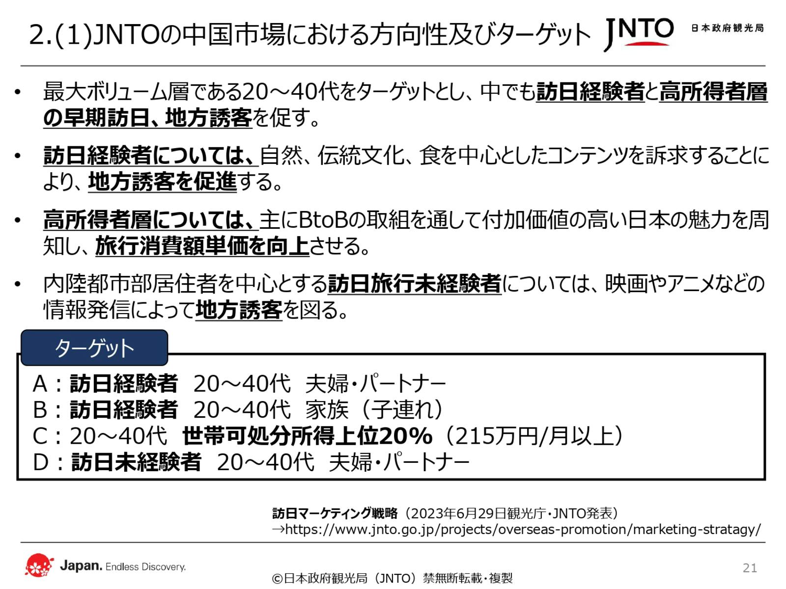 中国人 プロモーション ターゲット JNTO