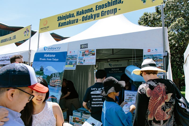 ▲Matsuri-Japan Festival：のぼりやポスターを多用し、箱根や江ノ島が東京都心部から近いことを強くアピール