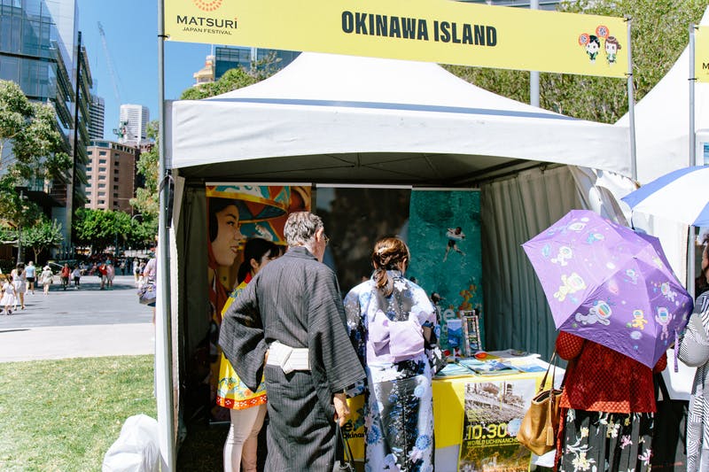 ▲Matsuri-Japan Festival：ブース内のメイングラフィックが来場者たちの目を引く