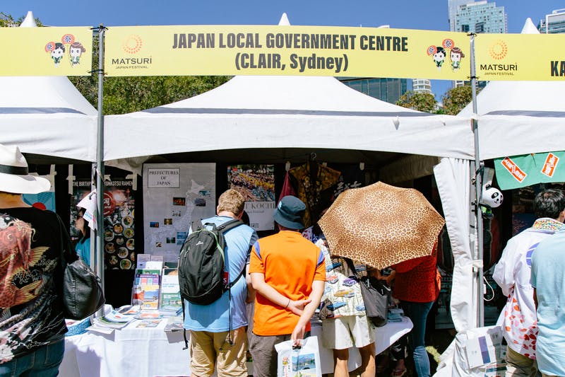 ▲Matsuri-Japan Festival：CLAIR Sydneyでは多種類のパンフレットを用意