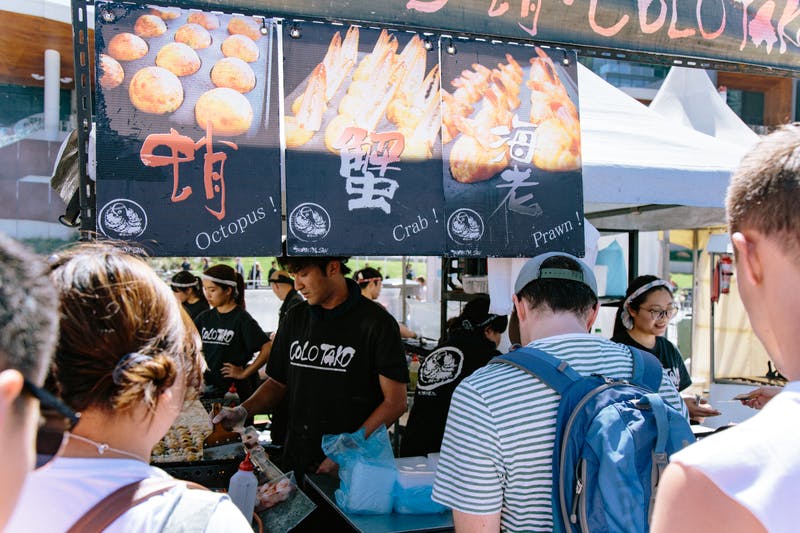 ▲Matsuri-Japan Festival：変わり種メニューもある、たこ焼きブース