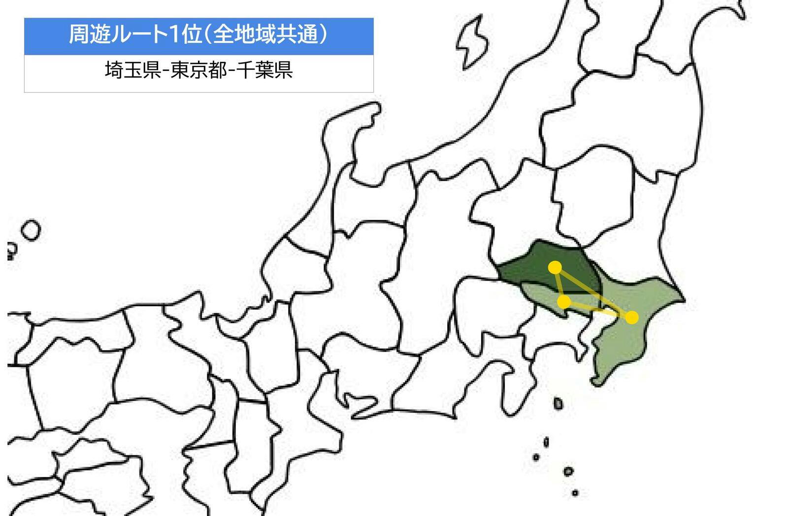 最も人気のある埼玉県を含む周遊ルート