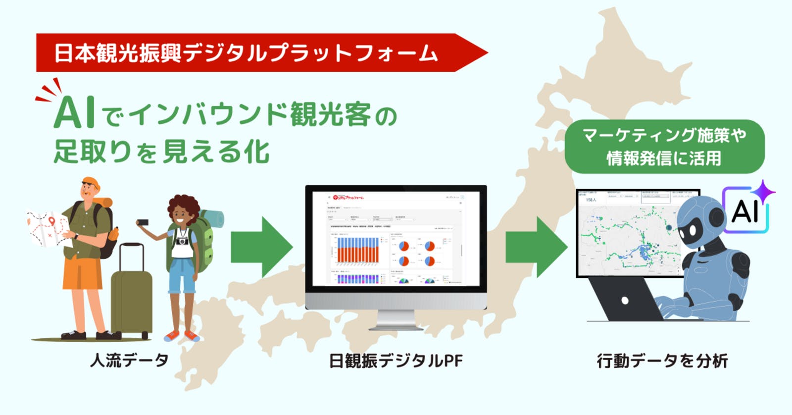 観光業向けデータプラットフォーム・デジプラに新機能「インバウンドの足跡」：株式会社オープントーン プレスリリースより