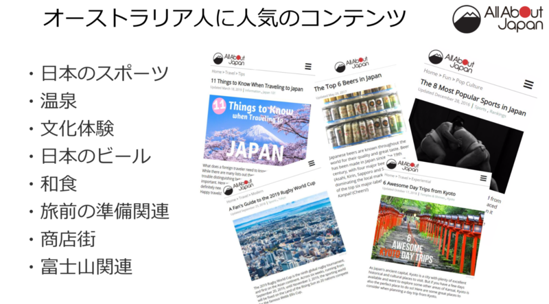 キアラ氏のプレゼン資料|オーストラリア人に人気のコンテンツ キアラ氏のプレゼン資料|オーストラリア人に人気のコンテンツ