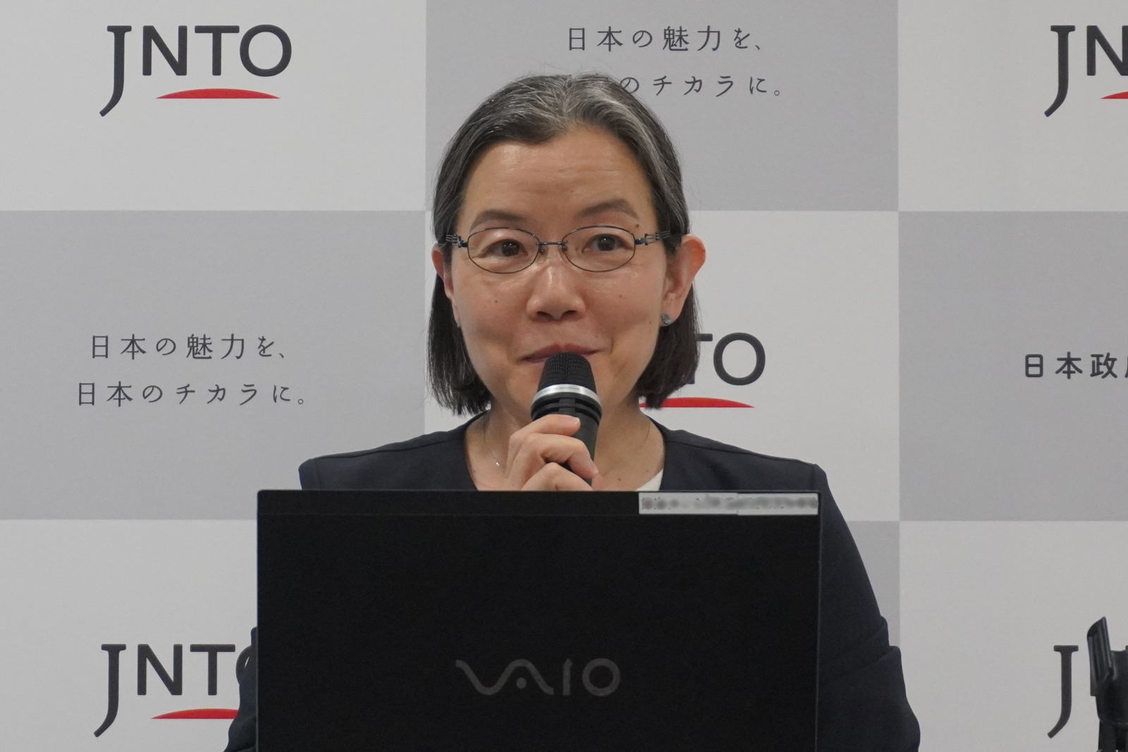 ▲日本政府観光局（JNTO）理事 出口 まきゆ氏（※肩書きは会見当時のもの）：訪日ラボ撮影