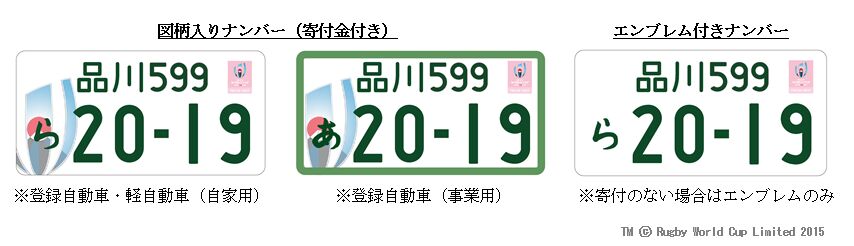 ▲[ラグビーワールドカップ特別仕様ナンバープレート]：国土交通省HPより引用