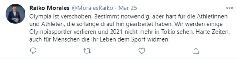 東京オリンピック延期に対するドイツ語のTwitterの投稿