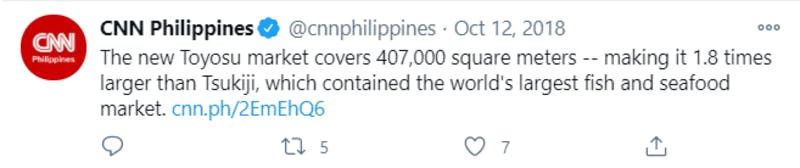 CNN（フィリピン版）による市場移転に関するTwitter投稿