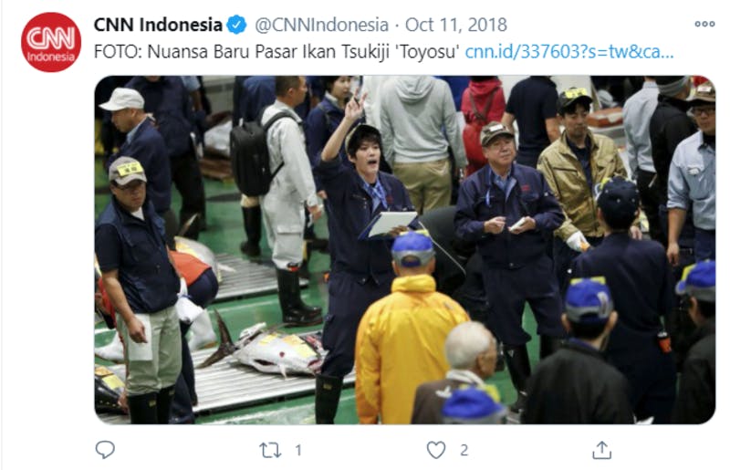 CNN（インドネシア版）による市場移転に関するTwitter投稿