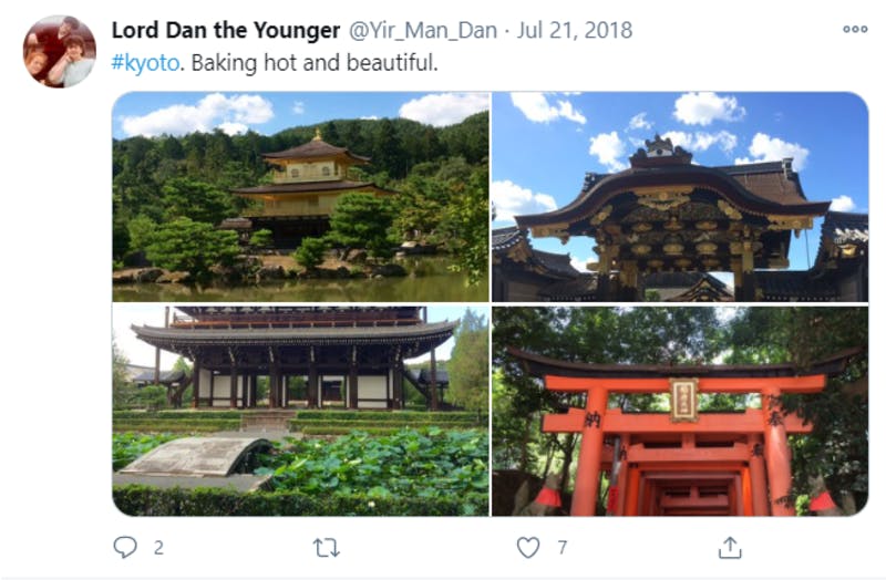 日本の猛暑のなかで観光する訪日外国人のTwitter投稿