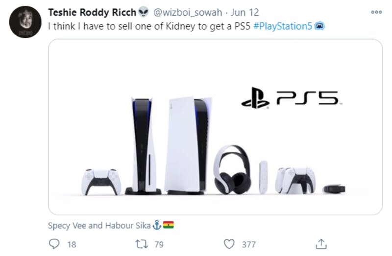 Twitterに投稿された、PS5に関する英語のコメント