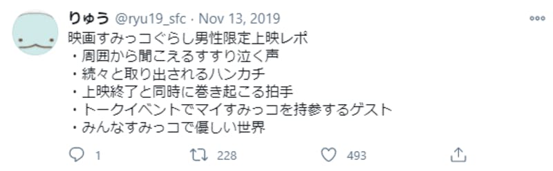 「すみっコぐらし」男性限定上演イベントに関するTwitter投稿