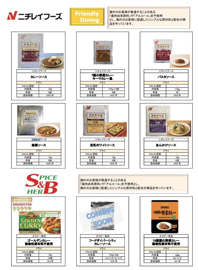 ▲エスビー食品さんやニチレイフーズさんのカレーソース(ヴィーガン) ▲エスビー食品さんやニチレイフーズさんのカレーソース(ヴィーガン)