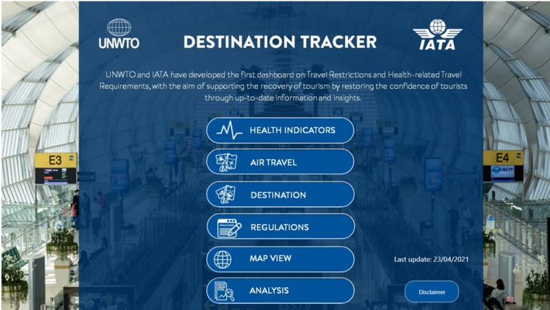 UNWTOとIATAが提供する「DESTINATION TRCKER」