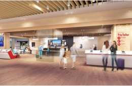 8月10日に成田空港に先行オープンしたVisitor Service Center （ビジター・サービスセンター）中央カウンター　今後の訪日外国人受け入れの効果へ期待