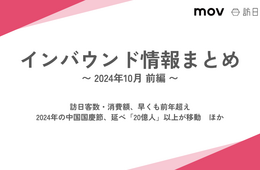 訪日客数・消費額、早くも前年超え ほか：インバウンド情報まとめ 【2024年10月前編】