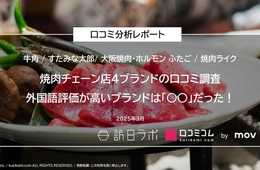 焼肉チェーン店4ブランドの口コミを調査！ 外国語評価が高いブランドは？