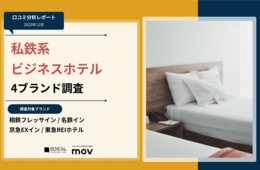 【口コミ分析レポート】私鉄系ビジネスホテル4ブランドの口コミ調査！「アメニティ」や「接客」での各ブランドの評価は？