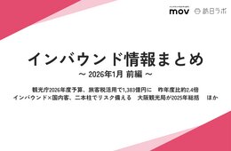 観光庁2026年度予算、昨年度比約2.4倍 / 大阪観光局が2025年総括　ほか：インバウンド情報まとめ 【2026年1月前編】