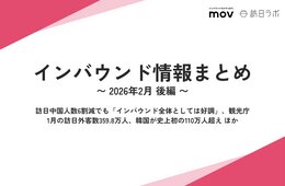 訪日中国人数6割減でも「インバウンド全体としては好調」、観光庁  / 1月の訪日外客数359.8万人、韓国が史上初の110万人超え　ほか：インバウンド情報まとめ 【2026年2月後編】