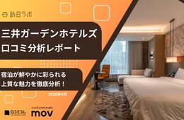 【口コミ分析レポート】三井ガーデンホテルズに寄せられた口コミを分析！リラックスできる〇〇の設備が好評