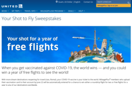 ワクチン接種で世界中への往復航空券を獲得できるチャンス 米ユナイテッド航空が懸賞を実施