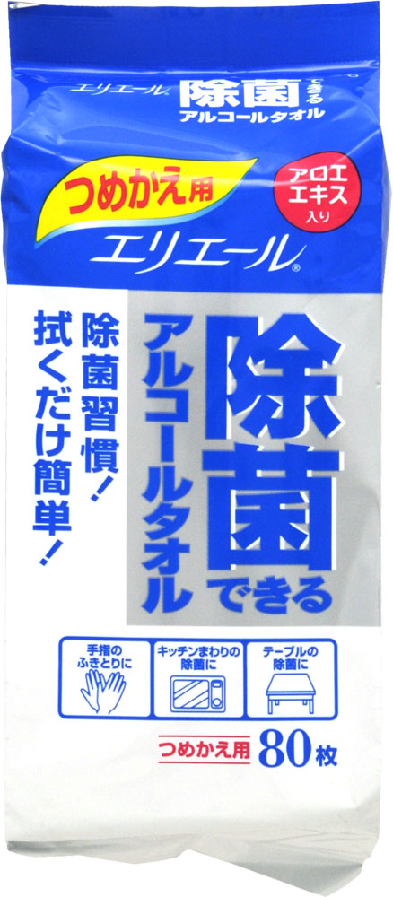 エリエール 除菌できるアルコールタオル つめかえ用 80枚