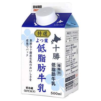 よつ葉乳業 特撰 北海道十勝低脂肪牛乳 500ml