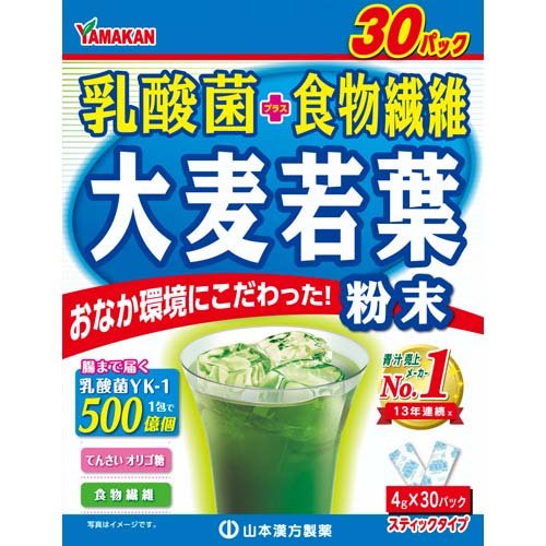 山本漢方 乳酸菌 プラス 大麦若葉 粉末(4g*30包)