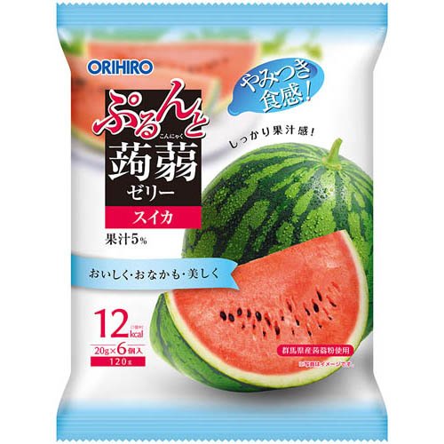 オリヒロプランデュ ぷるんと蒟蒻ゼリー パウチ スイカ 20gX6個