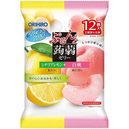 ぷるんと蒟蒻ゼリー アソート シチリアレモン+白桃(20g*12個入)