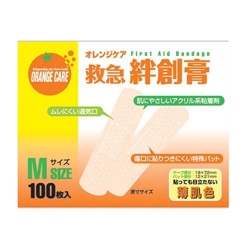 オレンジケア 救急絆創膏 Mサイズ(100枚入)
