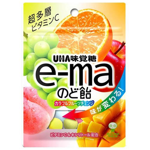 UHAピピン e-maのど飴 カラフルフルーツチェンジ 袋 50g