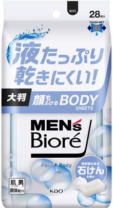 メンズビオレ 顔もふけるボディシート 清潔感のある石けんの香り 28枚の商品画像