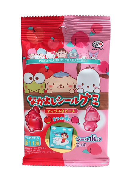 不二家 ペコXサンリオなかよしシールグミ アップル&ピーチ 6粒