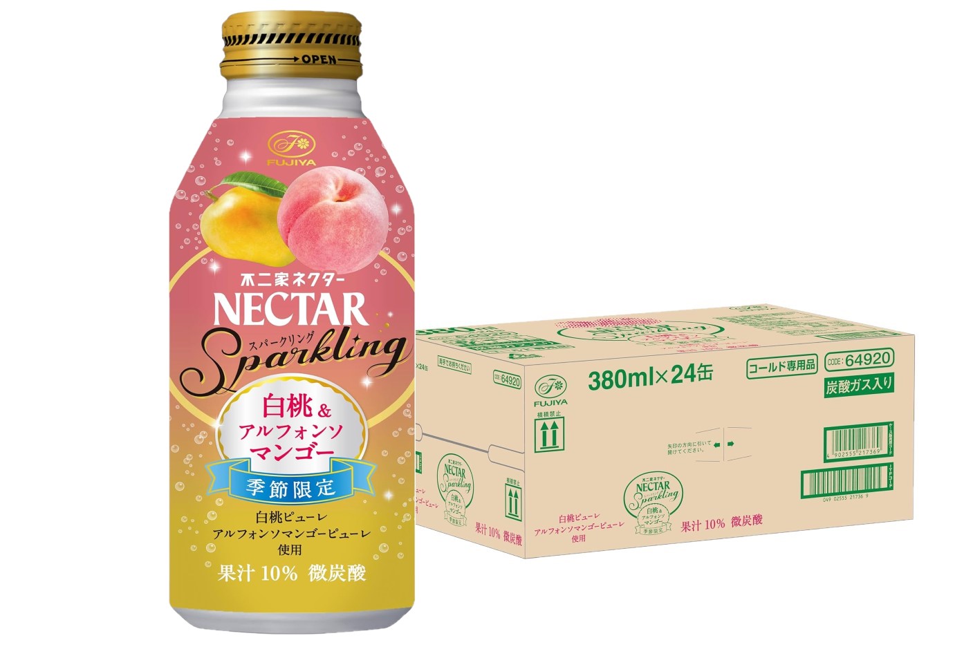 不二家 ネクター Sparkling 白桃&マンゴー 380ml