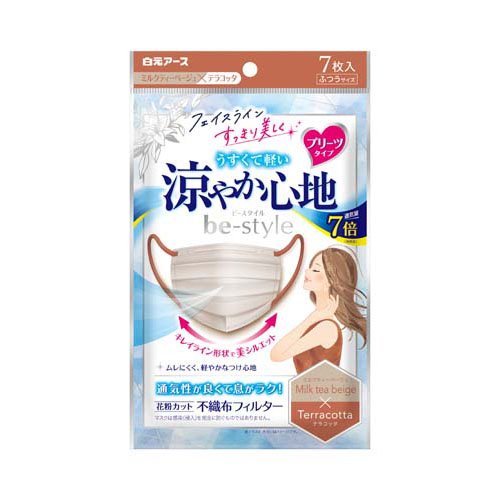 ビースタイル プリーツタイプ 涼やか心地 ミルクティーベージュ×テラコッタ(7枚入)