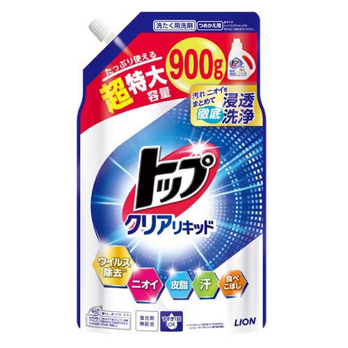 トップ クリアリキッド 洗濯洗剤 詰替 超特大(900g)
