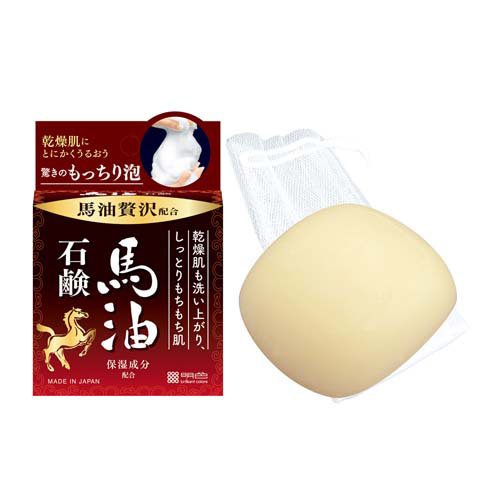 明色 うるおい泡美人 馬油石鹸 泡立てネット付き 日本製(80g)