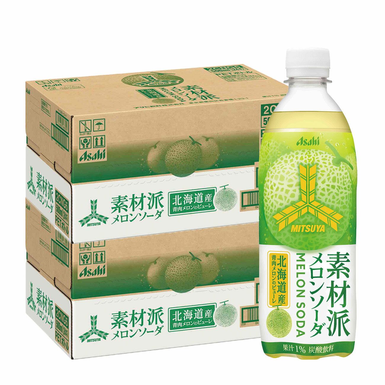 アサヒ飲料 三ツ矢素材派メロンＰＥＴ５００ｍｌ