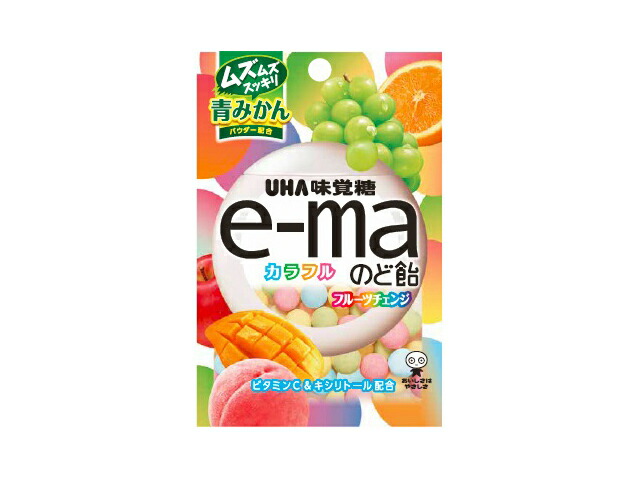 UHAピピン e-maのど飴 小袋 カラフルフルーツチェンジ 28g