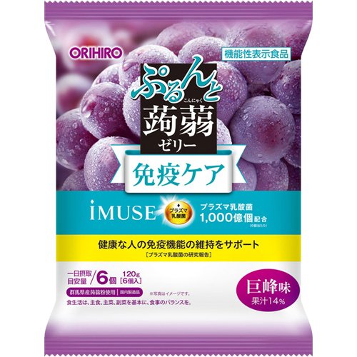 ぷるんと蒟蒻ゼリー パウチ プラズマ乳酸菌 巨峰(6個入)