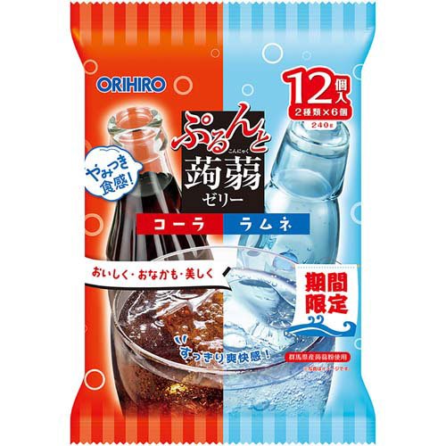 ぷるんと蒟蒻ゼリー パウチ コーラ+ラムネ(12個入)